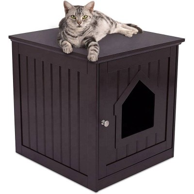 Modern Home Pet Furniture House Wholesale Wooden Cat Closed Toilet Enclosed Hidden Cat Bed Home Litter Box Enclosure Cat Nest