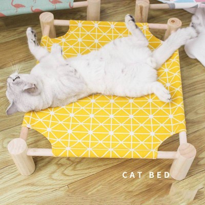 Cat Hammock Four Corner Cat Nest Removable And Washable Solid Wood Four Seasons Universal Summer Breathable Pet Pad