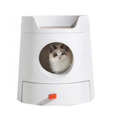 Amazon new design cat litter box handle cleaning and Eco-friendly indoor animal toilet box plastic cat toilet